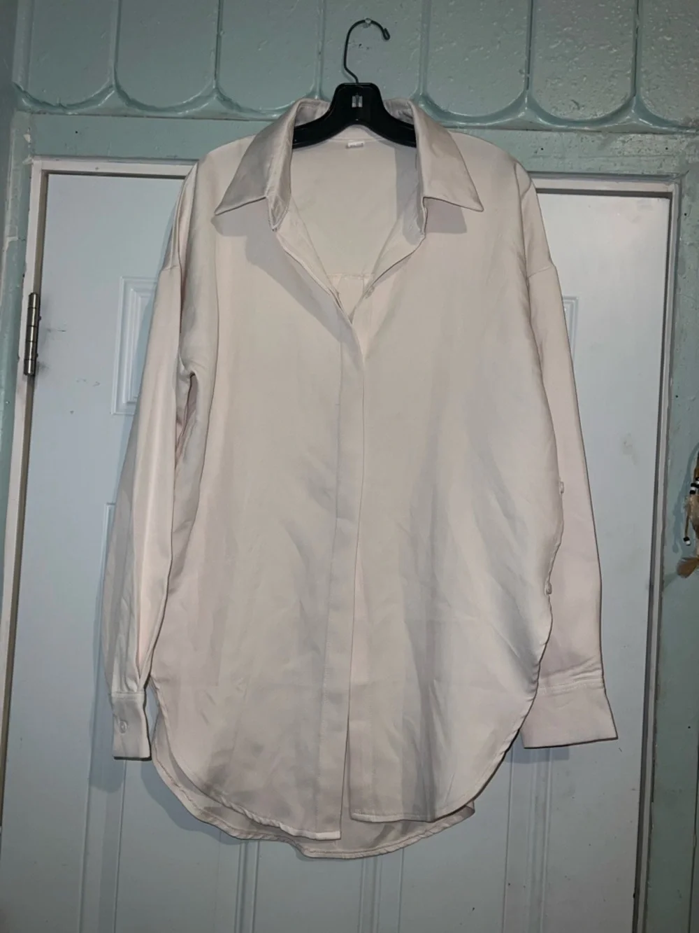 Oversized Cream Button-Down Shirt - Picture 2 of 11